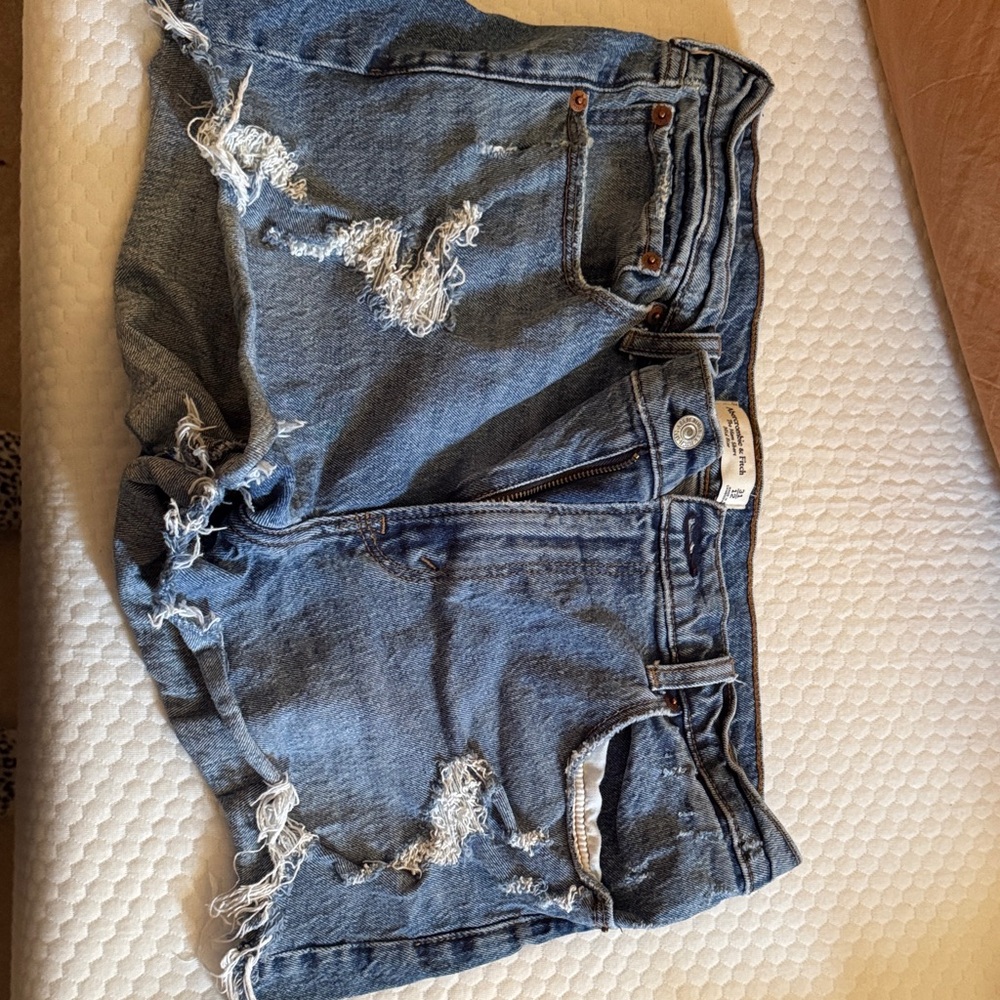 Abercrombie & Fitch Ripped Blue Jean Shorts